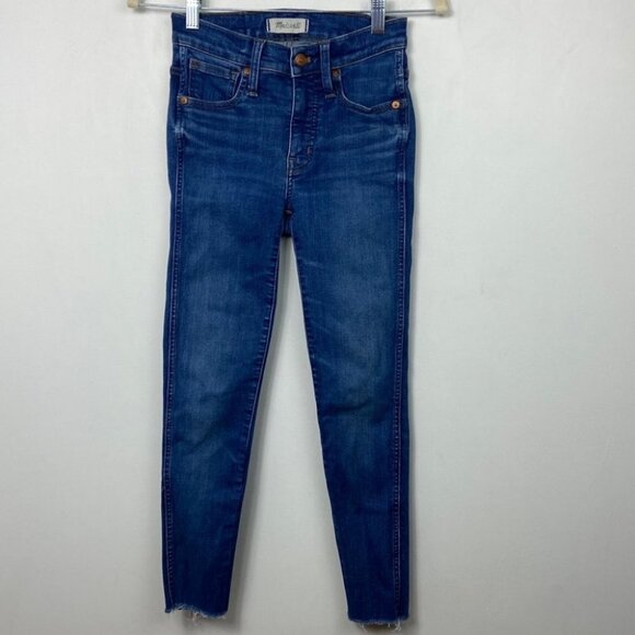Madewell Petite 9" High Rise Skinny Jeans Paloma Raw Hem Size 24 Premium Denim‎ - Picture 2 of 10